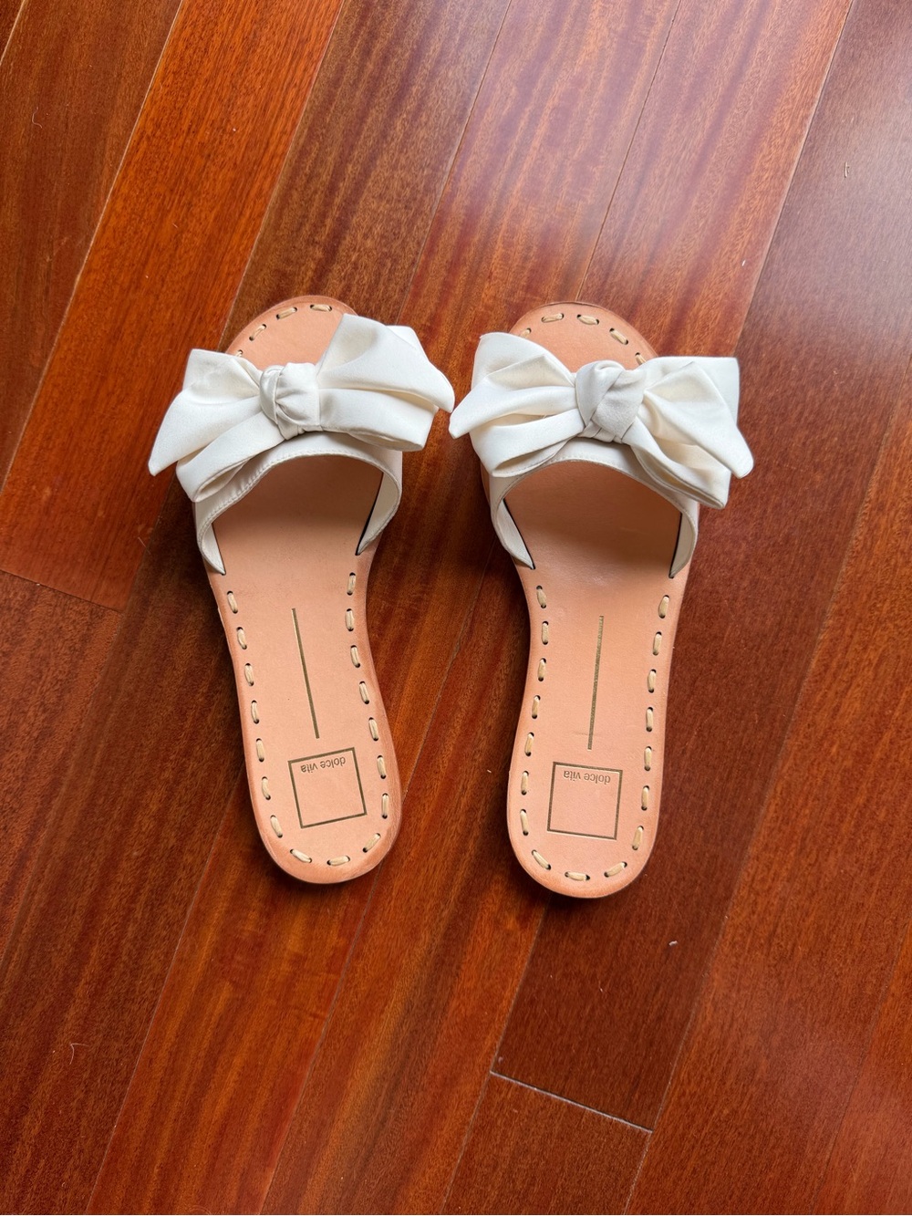 Dolce Vita White Bow Slide Sandals
